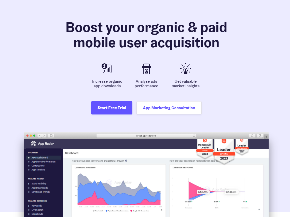 screenshot of App Radar